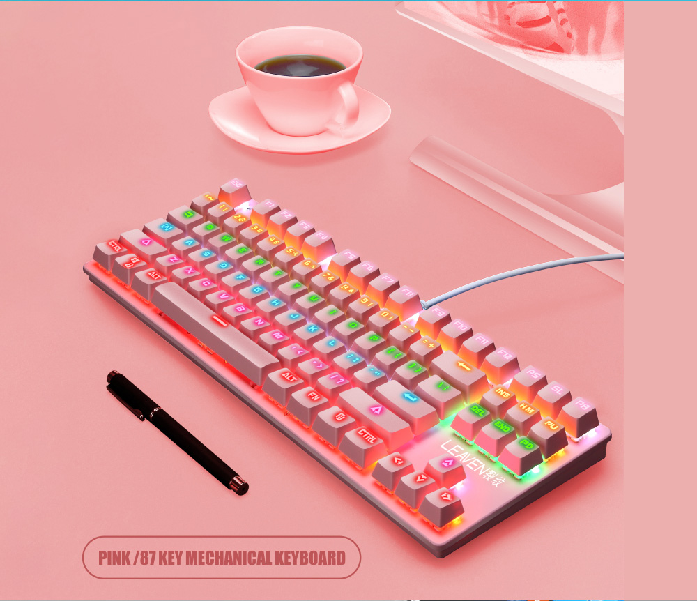 87-key Wired Blue Switch Mechanical Keyboard - Black Green axis mechanical keyboard 87-key Wired Blue Switch Mechanical Keyboard - Black Green axis mechanical keyboard