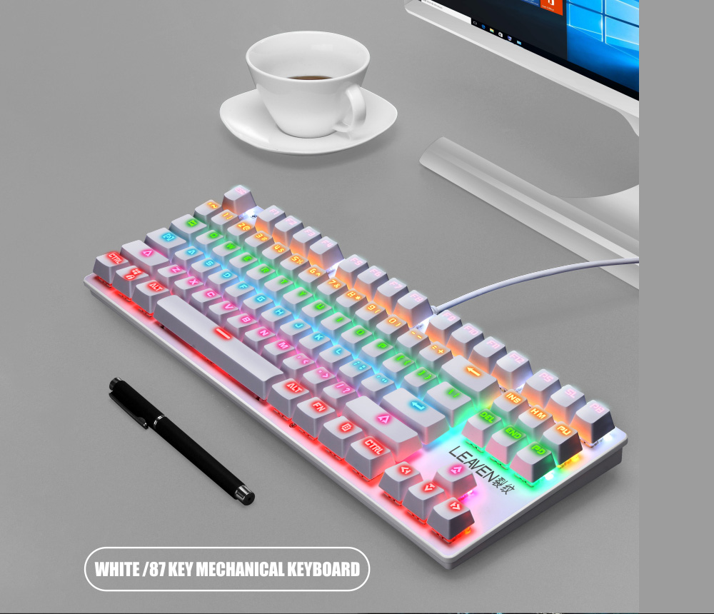 87-key Wired Blue Switch Mechanical Keyboard - Black Green axis mechanical keyboard 87-key Wired Blue Switch Mechanical Keyboard - Black Green axis mechanical keyboard