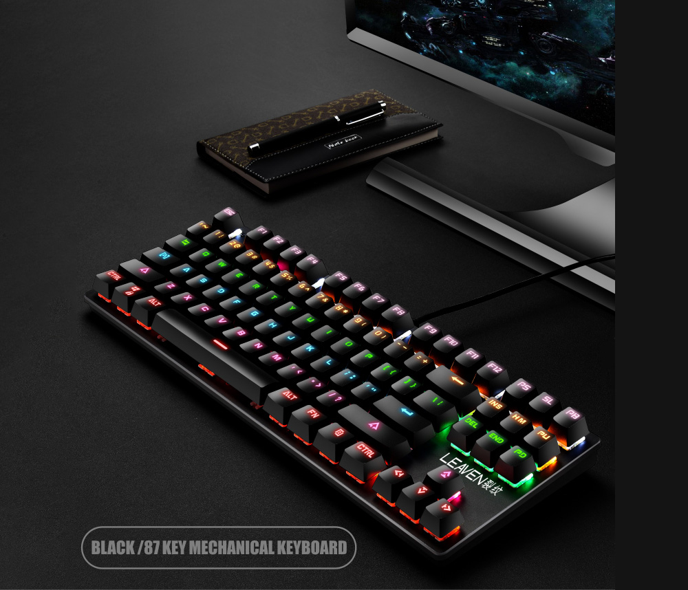 87-key Wired Blue Switch Mechanical Keyboard - Black Green axis mechanical keyboard 87-key Wired Blue Switch Mechanical Keyboard - Black Green axis mechanical keyboard