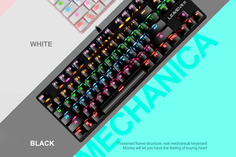 87-key Wired Blue Switch Mechanical Keyboard - Black Green axis mechanical keyboard 87-key Wired Blue Switch Mechanical Keyboard - Black Green axis mechanical keyboard