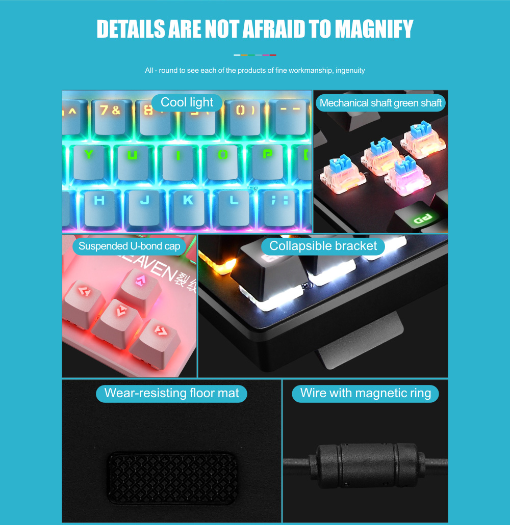 87-key Wired Blue Switch Mechanical Keyboard - Black Green axis mechanical keyboard 87-key Wired Blue Switch Mechanical Keyboard - Black Green axis mechanical keyboard