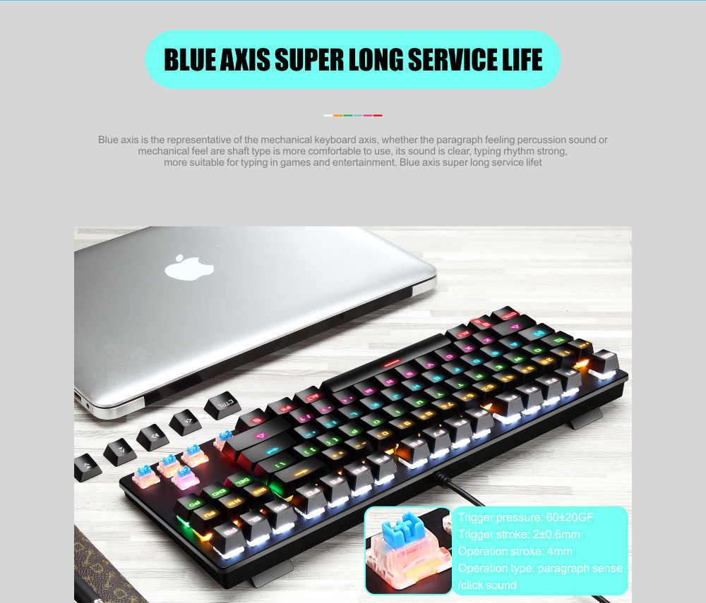 87-key Wired Blue Switch Mechanical Keyboard - Black Green axis mechanical keyboard 87-key Wired Blue Switch Mechanical Keyboard - Black Green axis mechanical keyboard