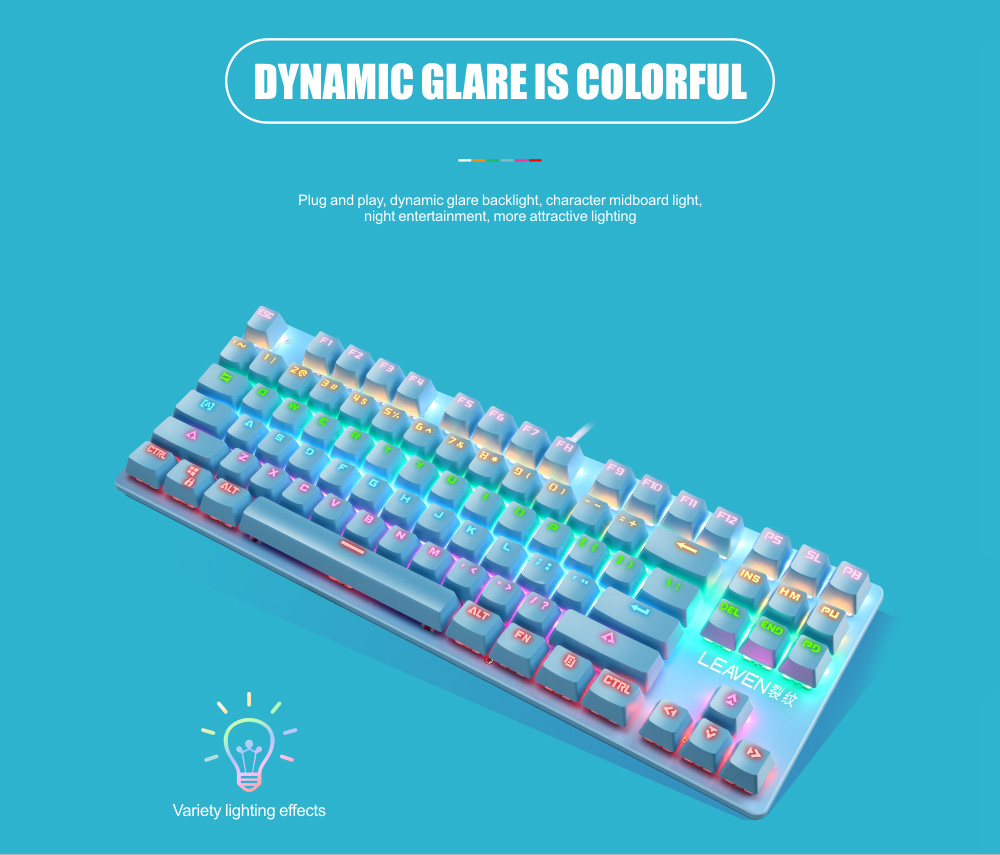 87-key Wired Blue Switch Mechanical Keyboard - Black Green axis mechanical keyboard 87-key Wired Blue Switch Mechanical Keyboard - Black Green axis mechanical keyboard