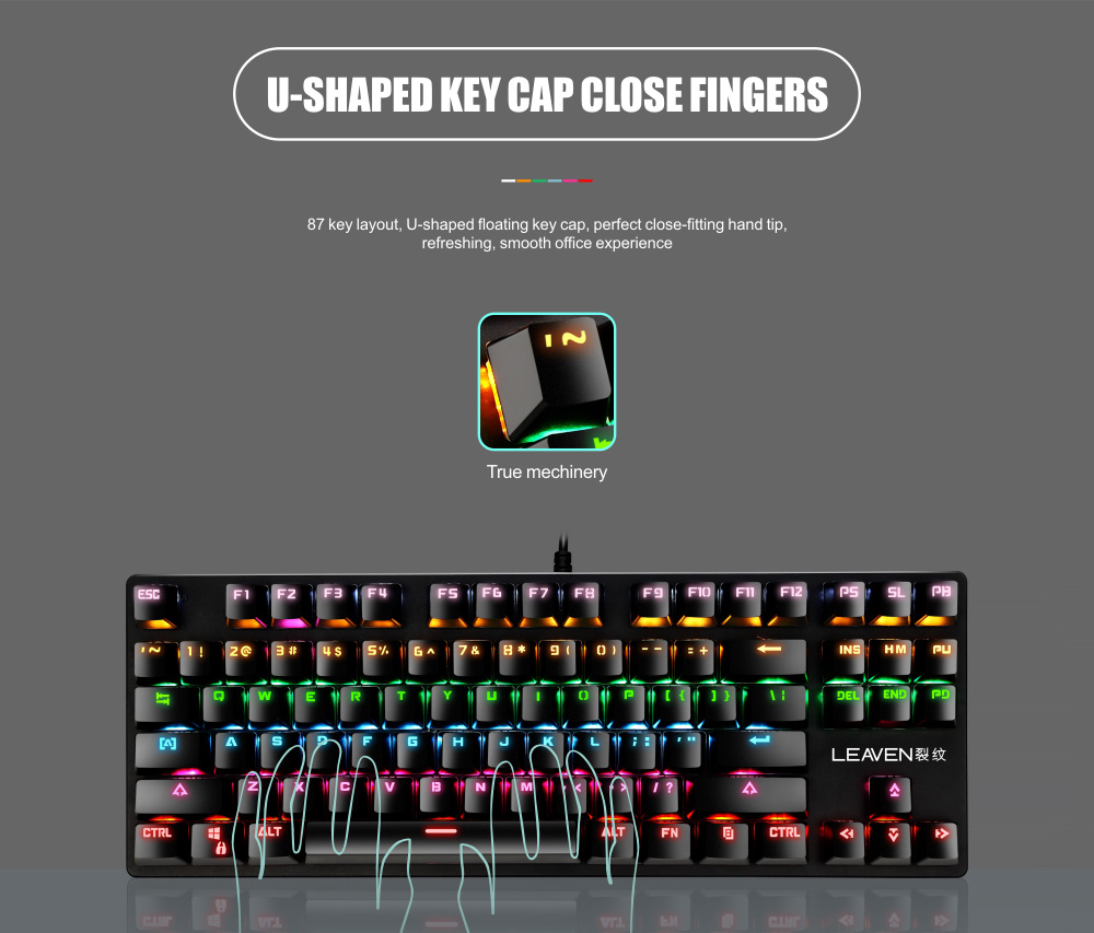 87-key Wired Blue Switch Mechanical Keyboard - Black Green axis mechanical keyboard 87-key Wired Blue Switch Mechanical Keyboard - Black Green axis mechanical keyboard