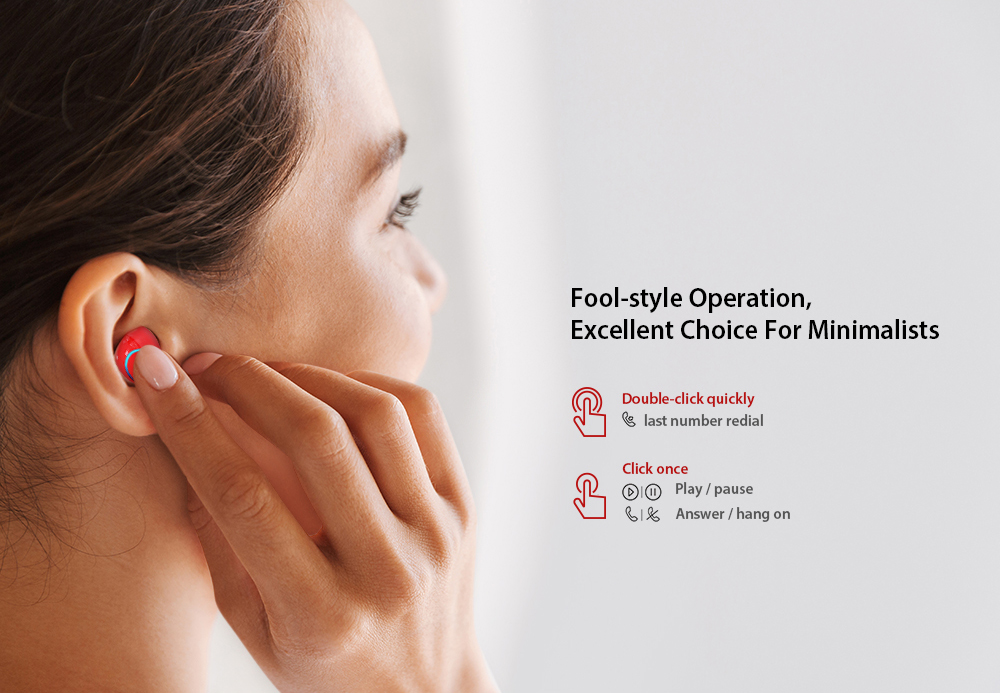 HBQ - Q18 TWS Mini Binaural Stereo Wireless Bluetooth Earbuds with Charging Box - Red HBQ - Q18 TWS Mini Binaural Stereo Wireless Bluetooth Earbuds with Charging Box - Red