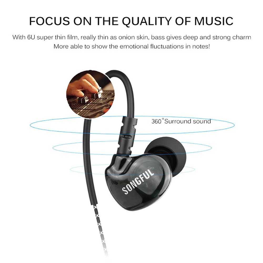 S1 Intelligent Line Control Wired In-ear Earphone Sport Headphone with Noise Reduction Mic- Black S1 Intelligent Line Control Wired In-ear Earphone Sport Headphone with Noise Reduction Mic- Black