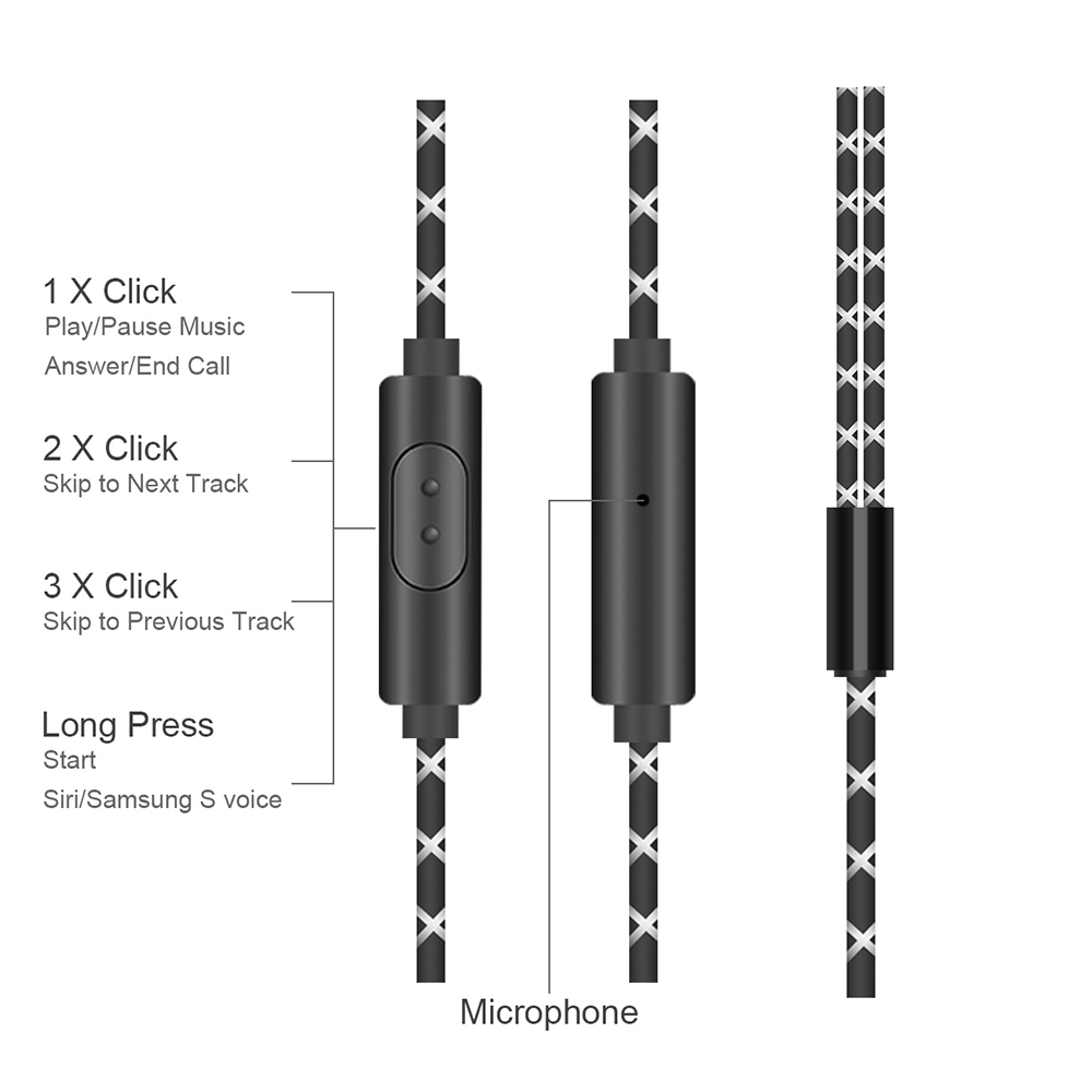 S1 Intelligent Line Control Wired In-ear Earphone Sport Headphone with Noise Reduction Mic- Black S1 Intelligent Line Control Wired In-ear Earphone Sport Headphone with Noise Reduction Mic- Black