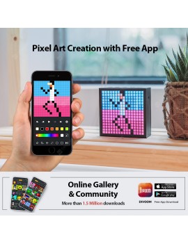 Timebox Evo Bluetooth Portable Speaker with Clock Alarm Programmable LED Display for Pixel Art Creation Unique gift